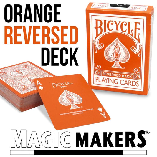 Reversed Back Bicycle Deck - Orange, Magic Makers