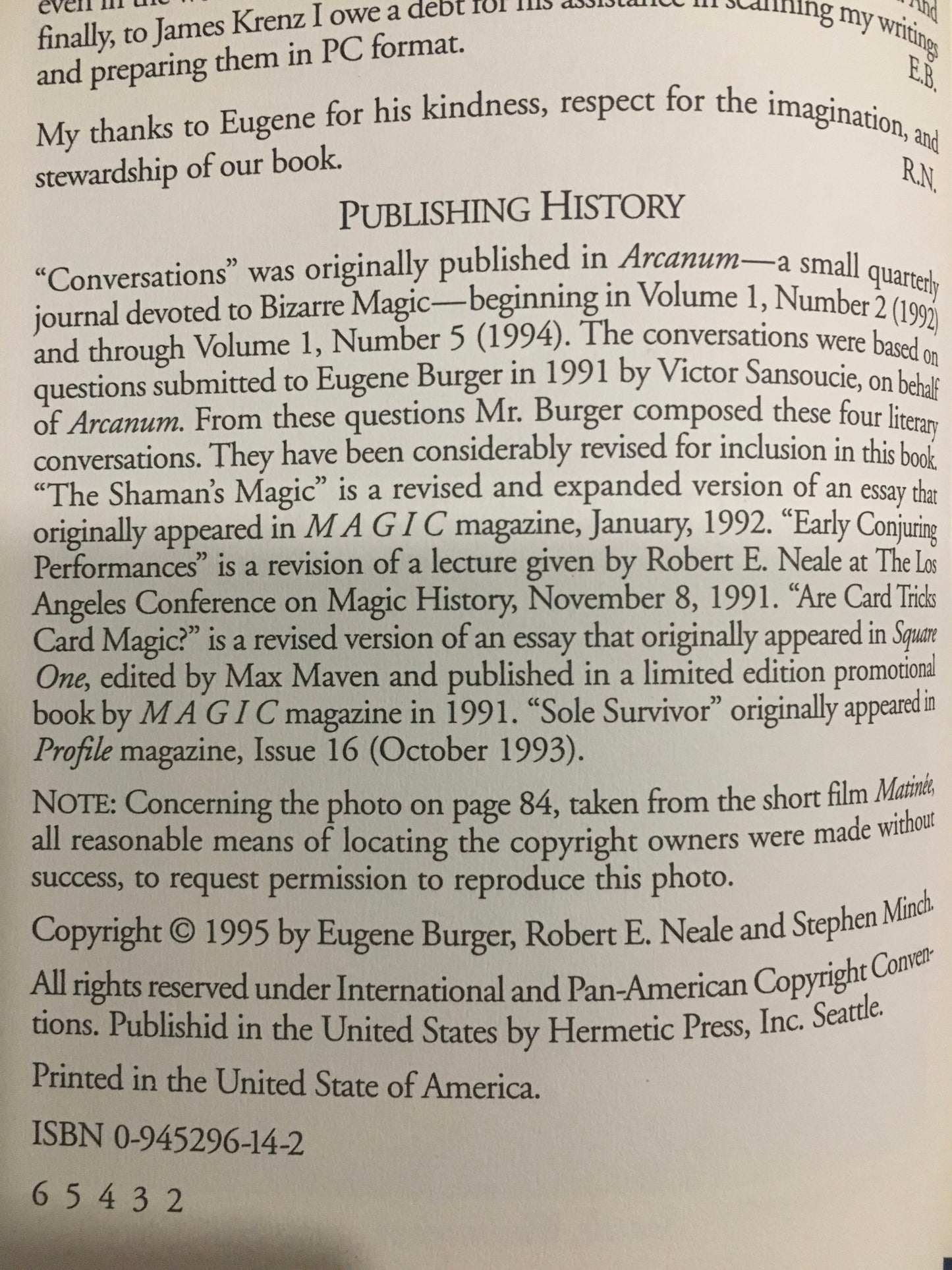 Magic and Meaning, Burger and Neale, 1995 1st edition, used