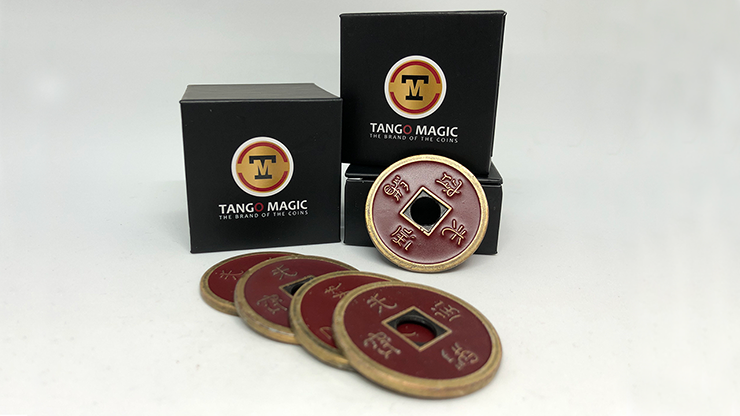 Expanded Shell Chinese Coin made in Brass (Red) by Tango - Trick