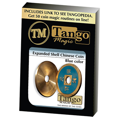 Expanded Shell Chinese Coin made in Brass, Blue by Tango Magic
