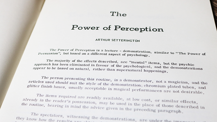 Le pouvoir de la perception par Arthur Setterington*