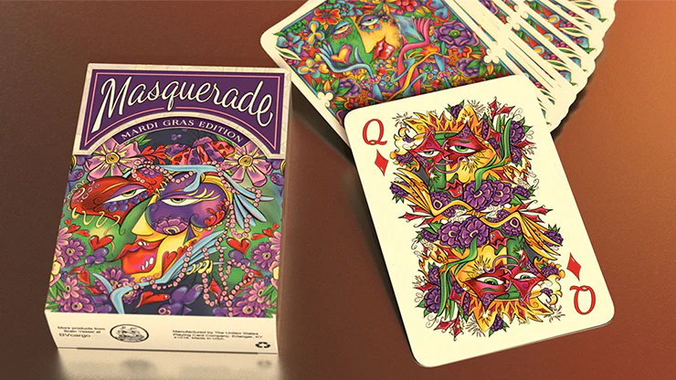 Cartes à jouer USPCC, édition Masquerade Mardi Gras, en vente