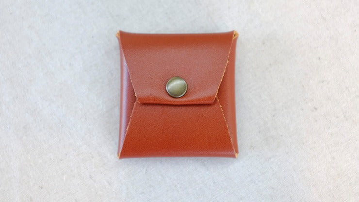 Square Coin case, Brown Leather by Gentle Magic