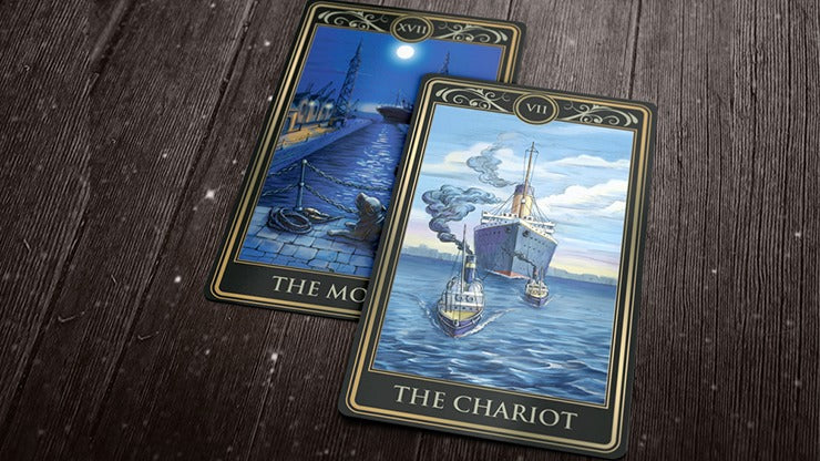 Cartes de tarot Titanic de luxe, boîte en bois et carte d'embarquement