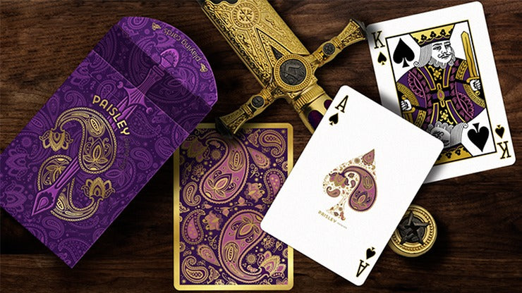 Cartes à jouer de collection Paisley Royals violets avec sceaux numérotés par Dutch Card House Company