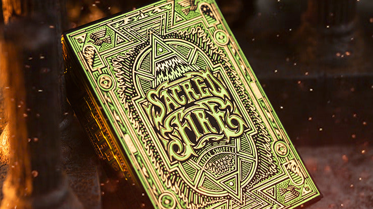 Sacred Fire (Emerald Flare) Playing Cards by Riffle Shuffle, on sale