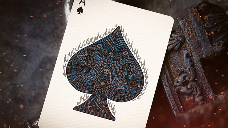Sacred Fire (Sapphire Blaze) Playing Cards by Riffle Shuffle, on sale