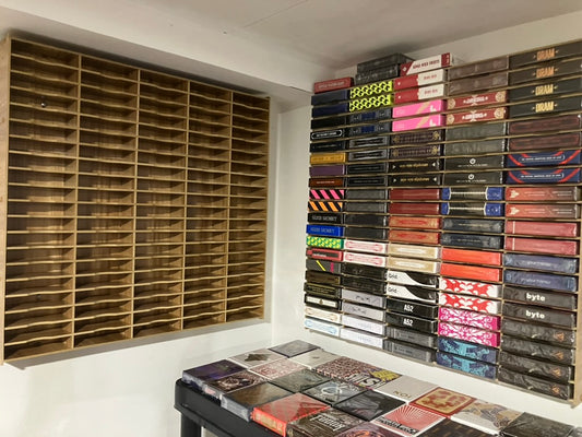 100 Deck Wooden Wall Display, used