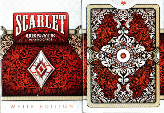 ORNATE White Edition Playing Cards (Scarlet) by HOPC, on sale