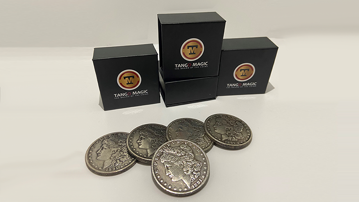 Replica Morgan Expanded Shell plus 4 coins (Gimmicks and Online Instructions) by Tango Magic - Trick