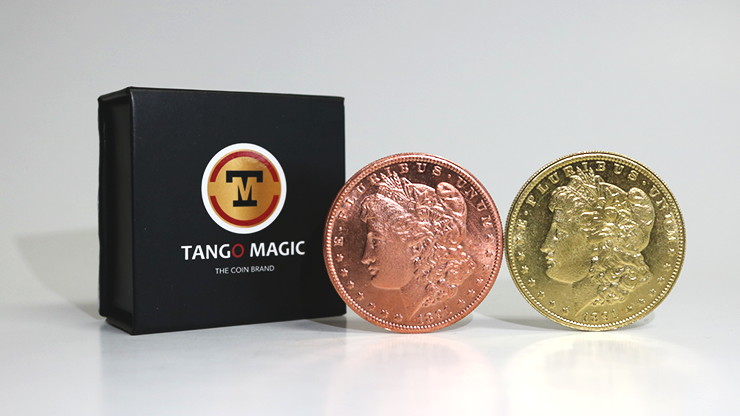 Replica Golden Morgan Hopping Half (Gimmicks and Online Instructions) by Tango Magic - Trick